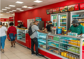 Interior da loja de conveniência